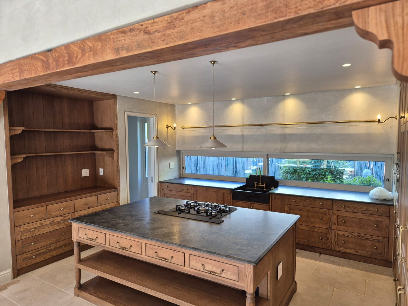 Renovated timber beamed kitchen in a Franschhoek home