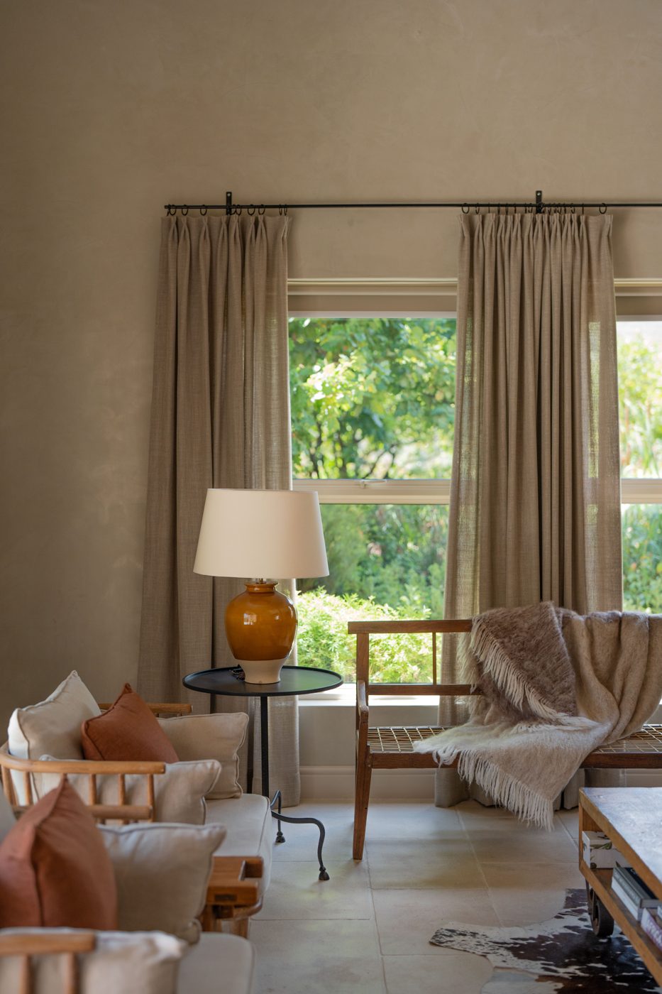 Living room opening onto the garden in a Franschhoek home