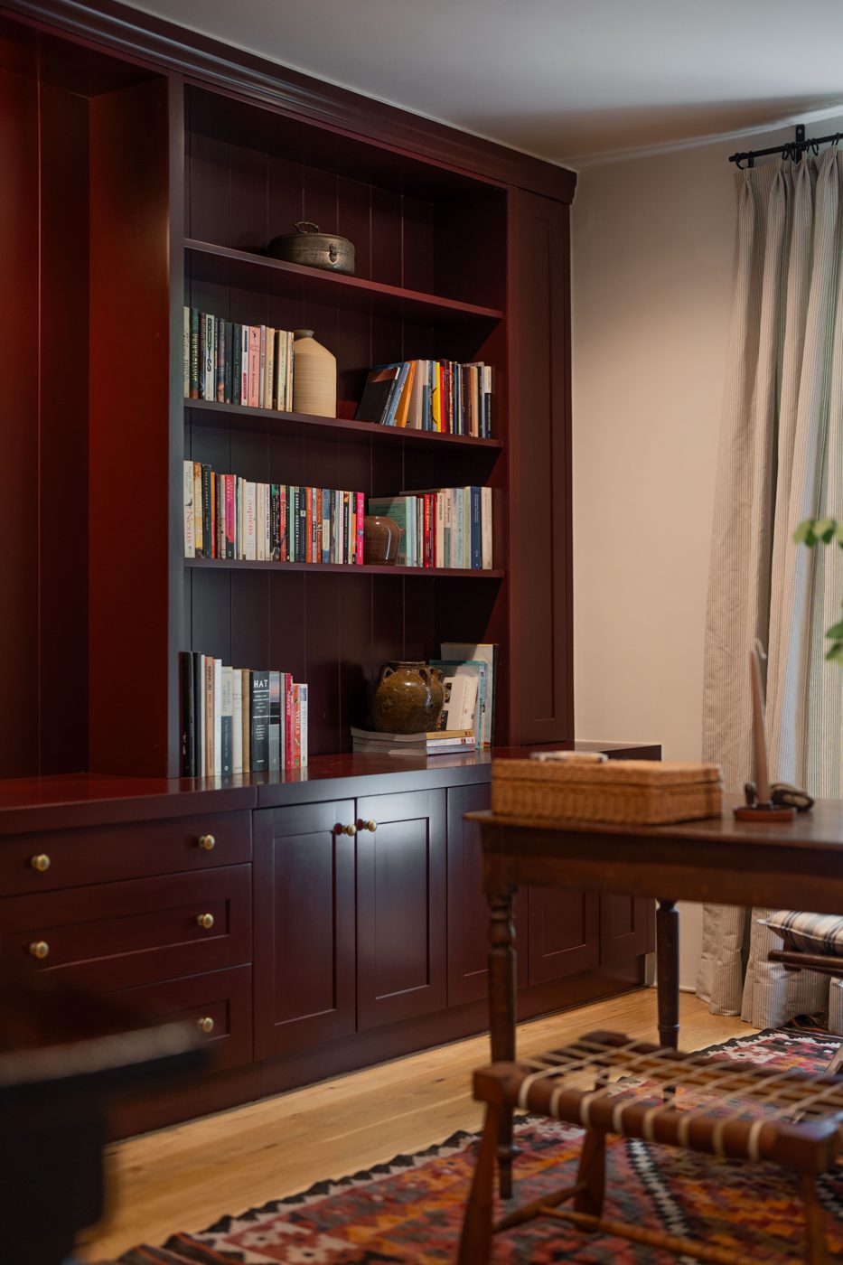 Study with built in timber joinery in a Franschhoek home